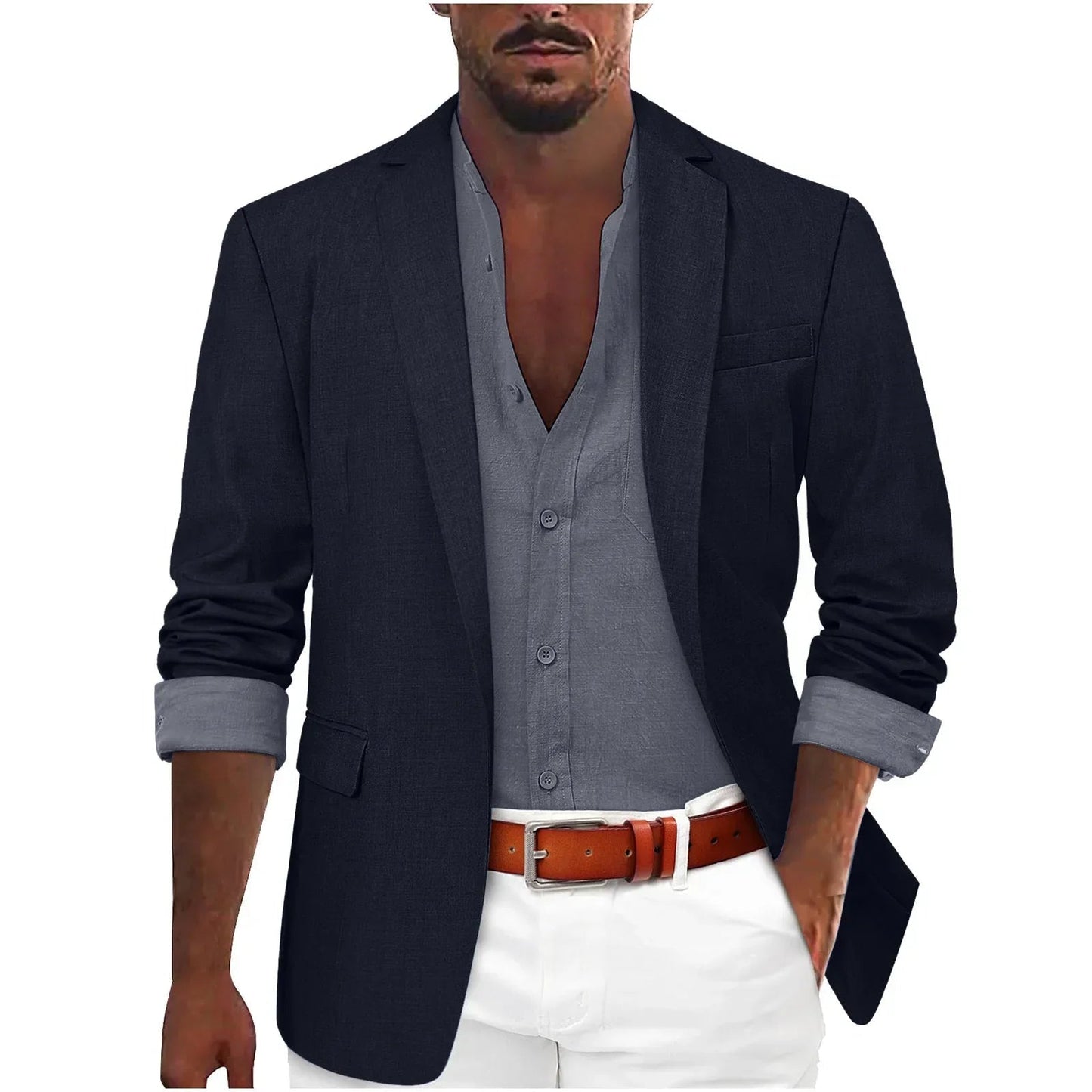 Alanzoka | Blazer Con Solapa en V y Abertura Frontal