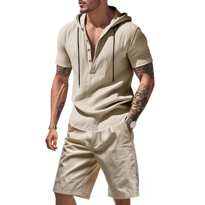 Wiliam - Conjunto de Camiseta Con Capucha y Pantalones Cortos de Manga Corta
