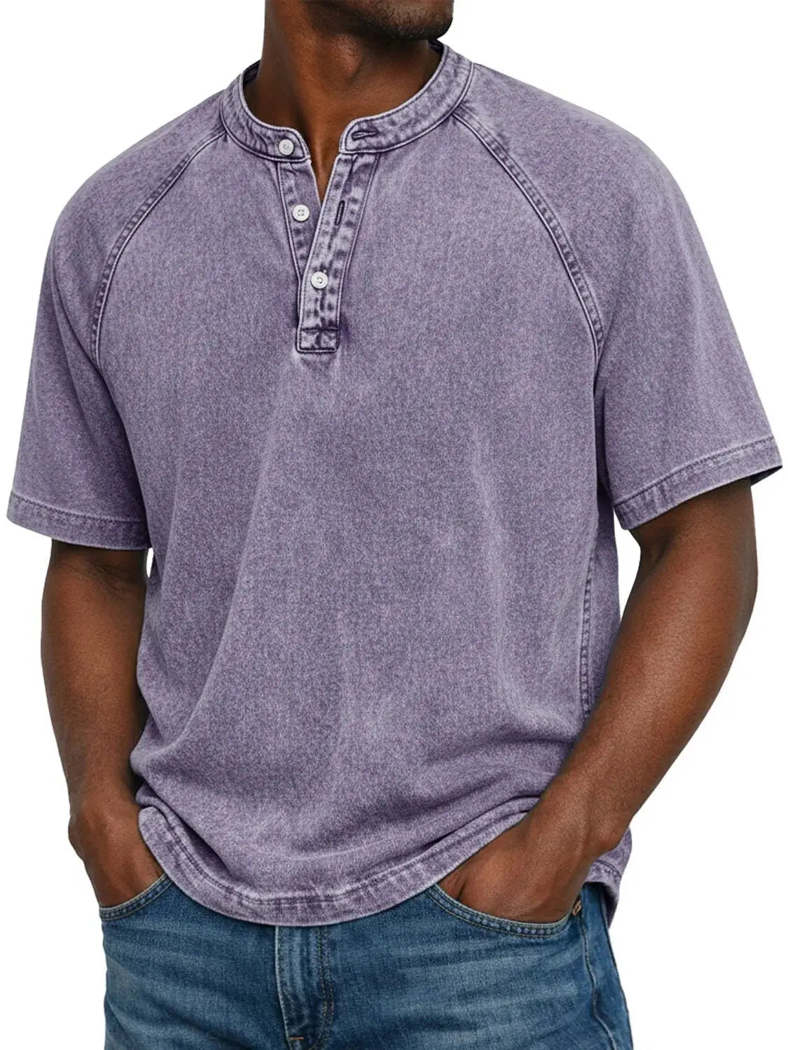 Misael | Camiseta Henley De Manga Corta Y Corte Raglán