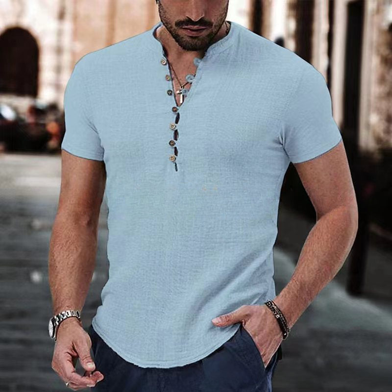 Anestis | Camiseta Henley Manga Corta Gris
