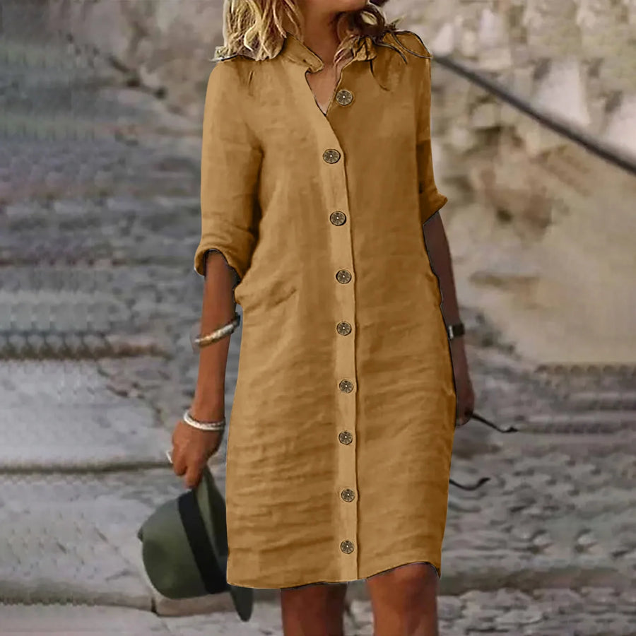 Hannika | Vestido Camisero De Mujer Con Botones en La Parte Delantera
