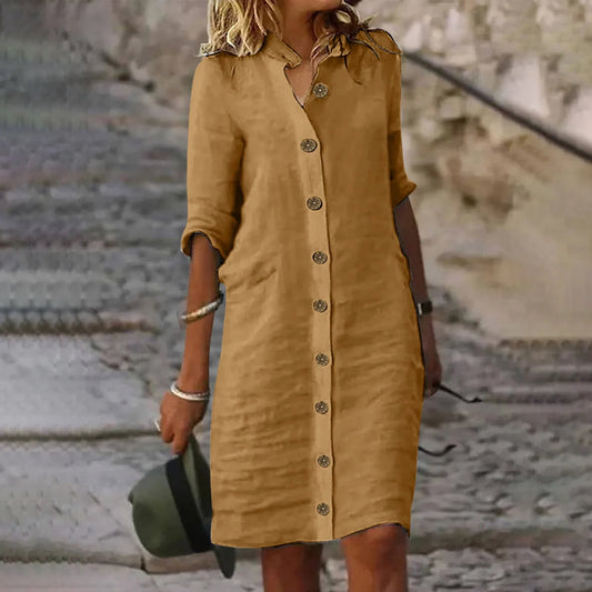 Hannika | Vestido Camisero De Mujer Con Botones en La Parte Delantera