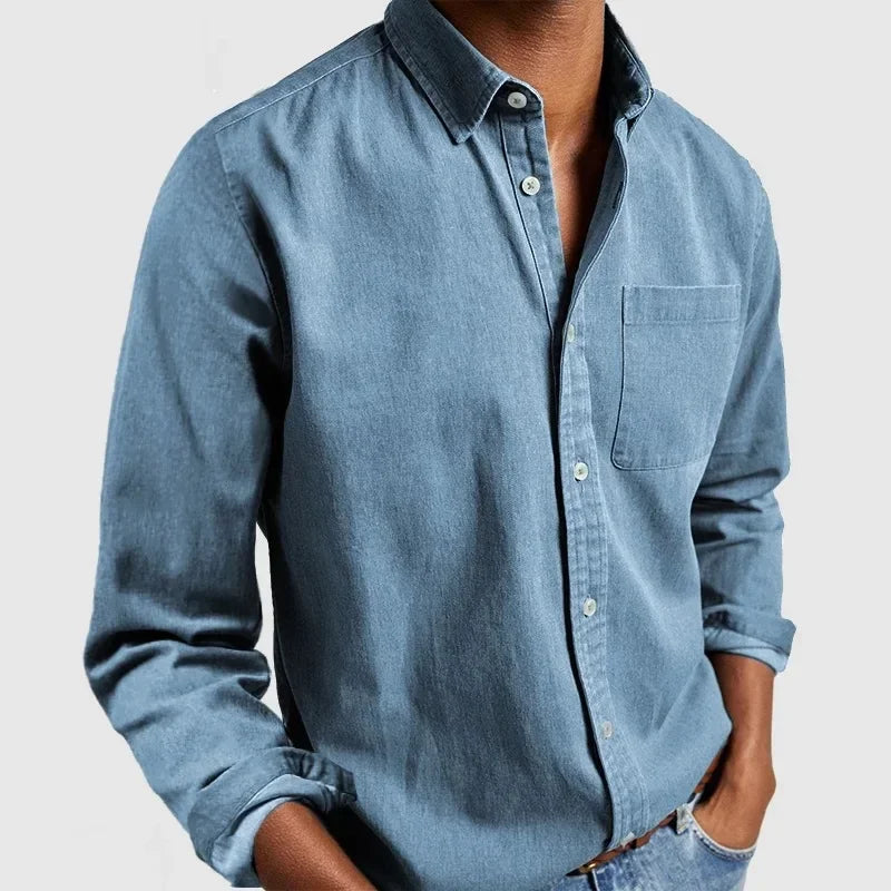 Carel - Camisa Informal de Manga Larga Con Botones y Bolsillo en el Pecho