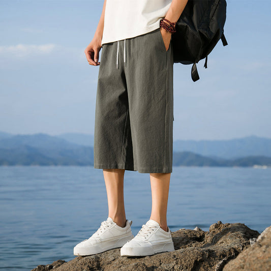 Nelson | Pantalones Informales De Corte Corto Y Pierna Ancha Con Cordón