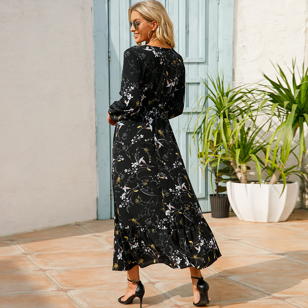 Trisha | Vestido Maxi Floral de Manga Larga