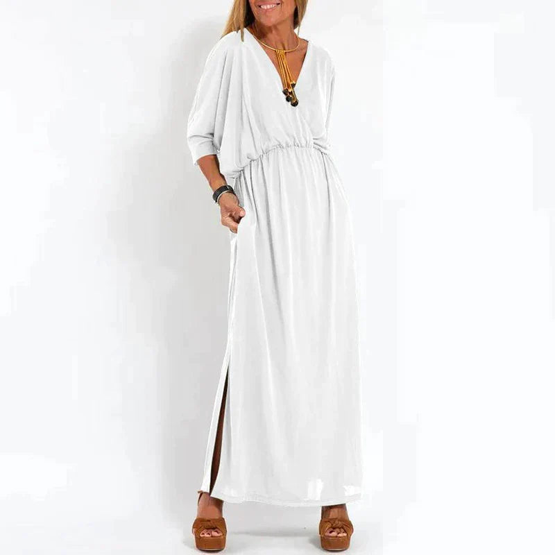 Vesna | Vestido Largo Con Cuello en V Y Bolsillos