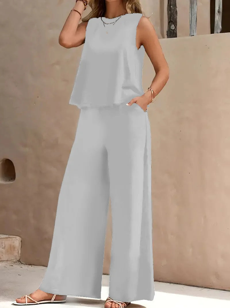 Dollie | Conjunto De Dos Piezas Sin Mangas Y De Pierna Ancha