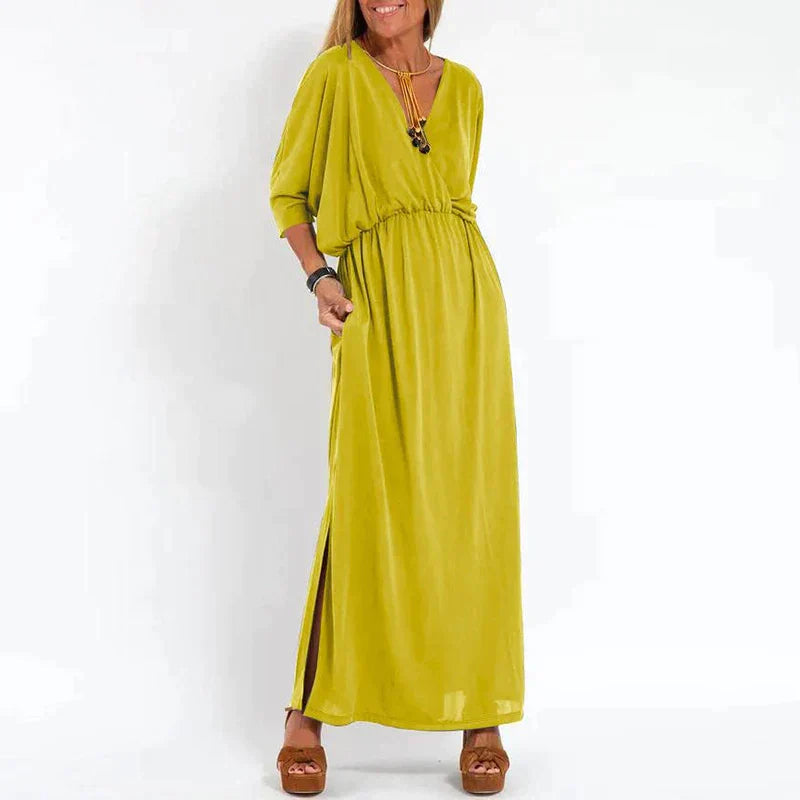 Vesna | Vestido Largo Con Cuello en V Y Bolsillos