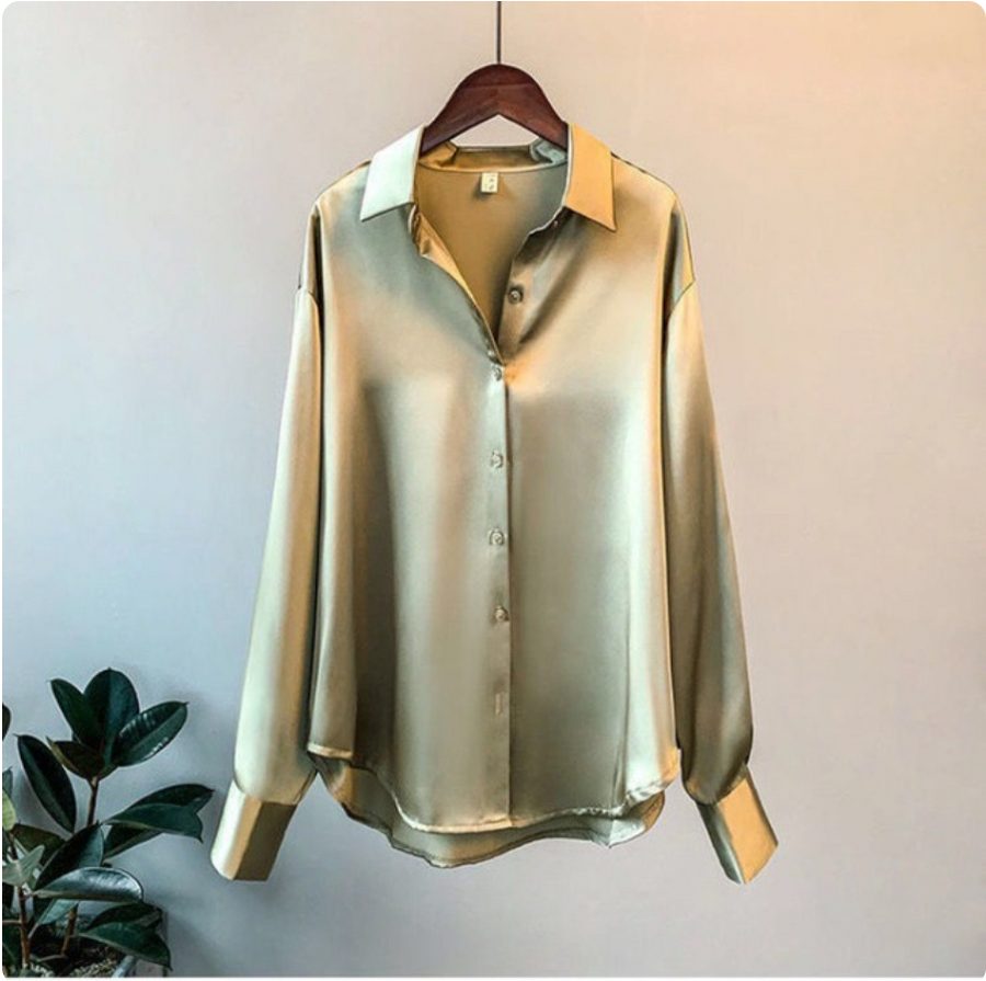 Adelinde | Camisa Satinada Holgada de Manga Larga