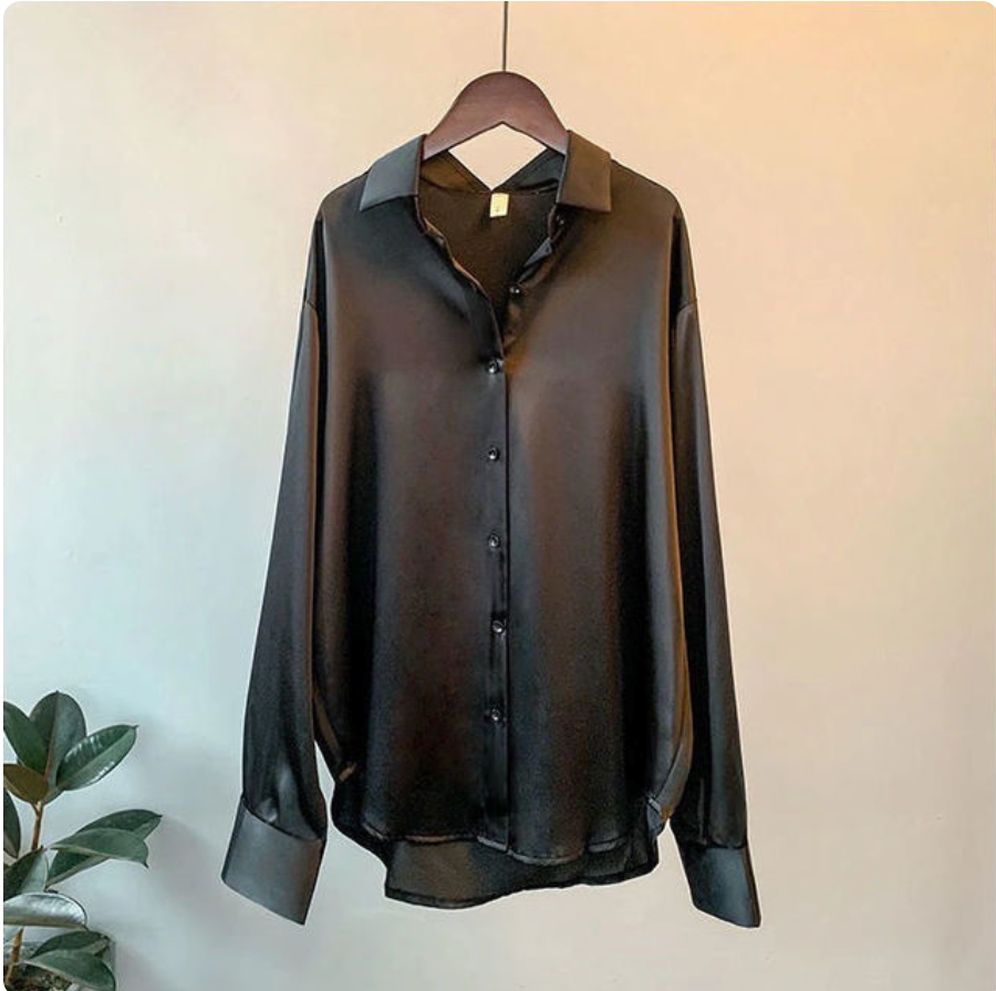 Adelinde | Camisa Satinada Holgada de Manga Larga
