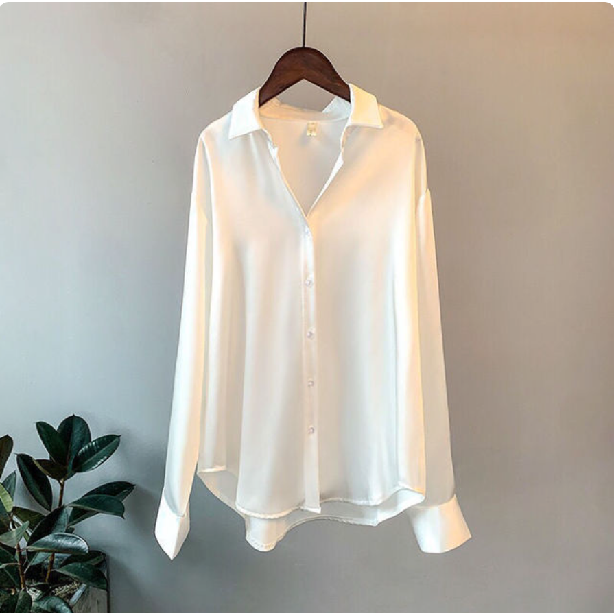 Adelinde | Camisa Satinada Holgada de Manga Larga
