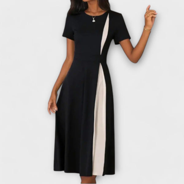 Elyse | Vestido MIDI De Manga Corta Con Bloques De Color
