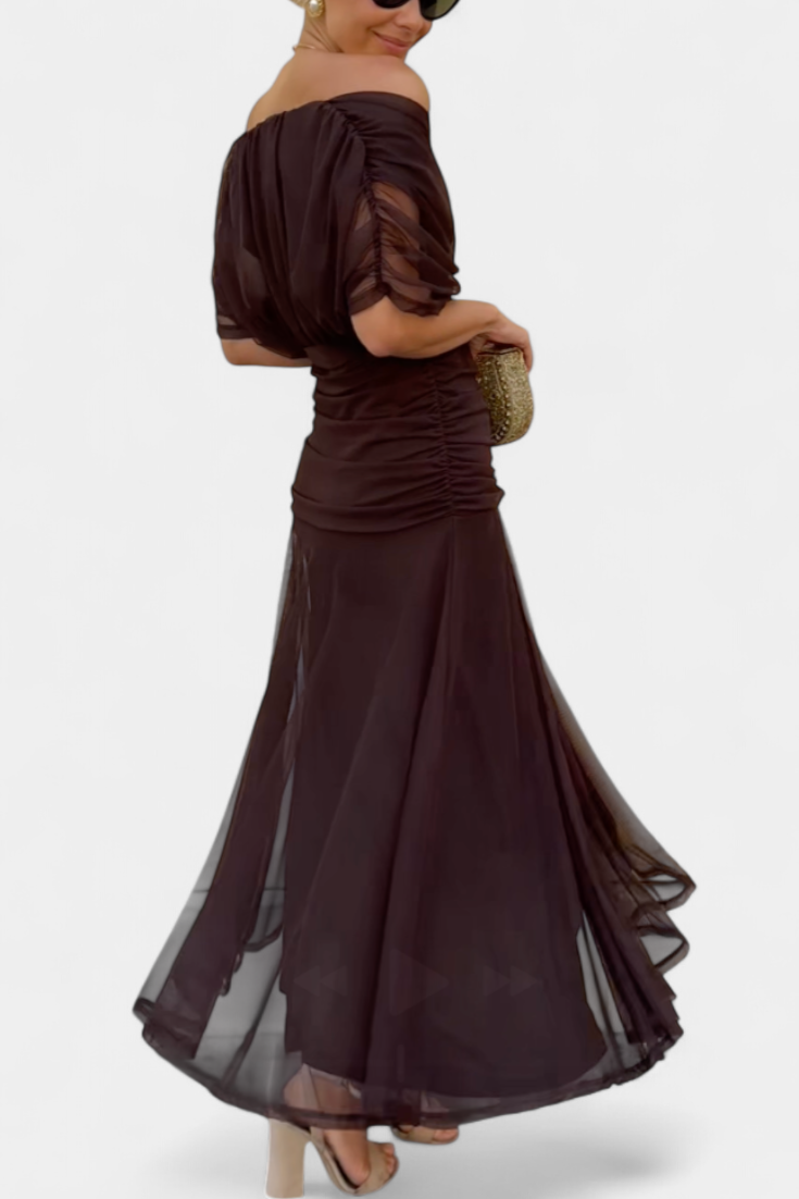 Lordanka | Vestido Largo Plisado Con Fruncidos Y Hombros Al Aire