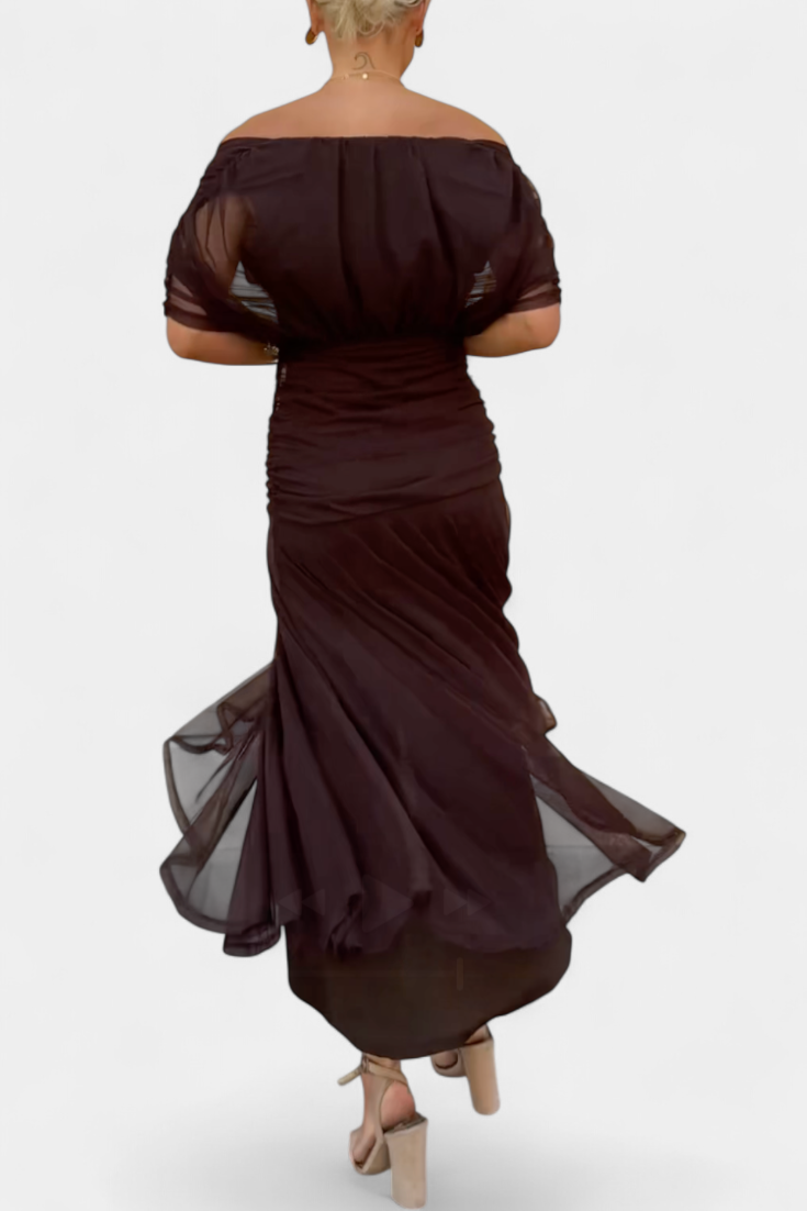 Lordanka | Vestido Largo Plisado Con Fruncidos Y Hombros Al Aire