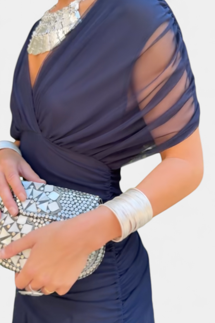Lordanka | Vestido Largo Plisado Con Fruncidos Y Hombros Al Aire