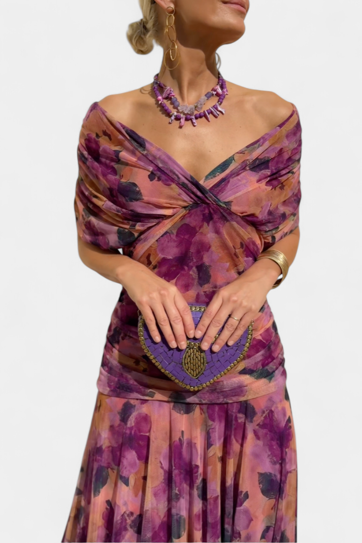 Lordanka | Vestido Largo Plisado Con Fruncidos Y Hombros Al Aire