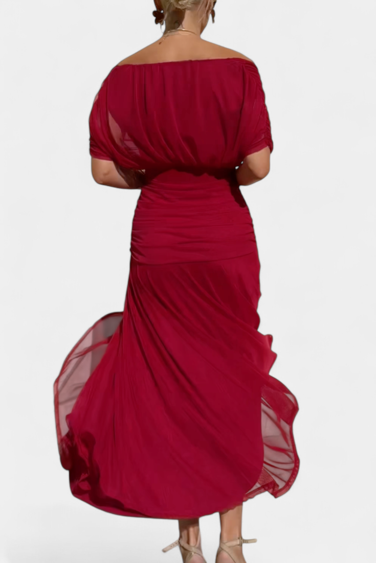 Lordanka | Vestido Largo Plisado Con Fruncidos Y Hombros Al Aire