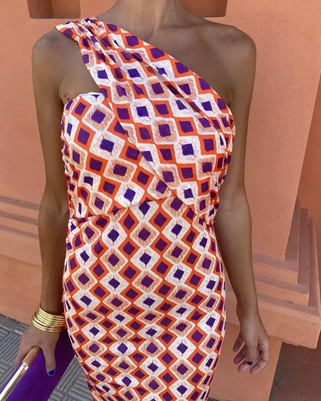 Svetlena | Vestido Maxi Estampado de Un Hombro