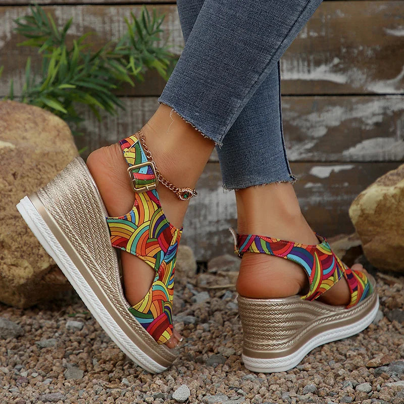 Raiza | Sandalias De Plataforma Con Puntera Abierta Y Estampado