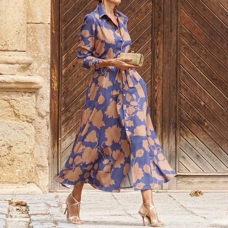 Verina | Vestido Midi Floral con Escote en Pico