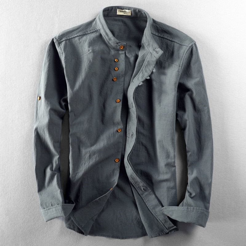 Hrvoje | Camisa Manga Larga Cuello Mao