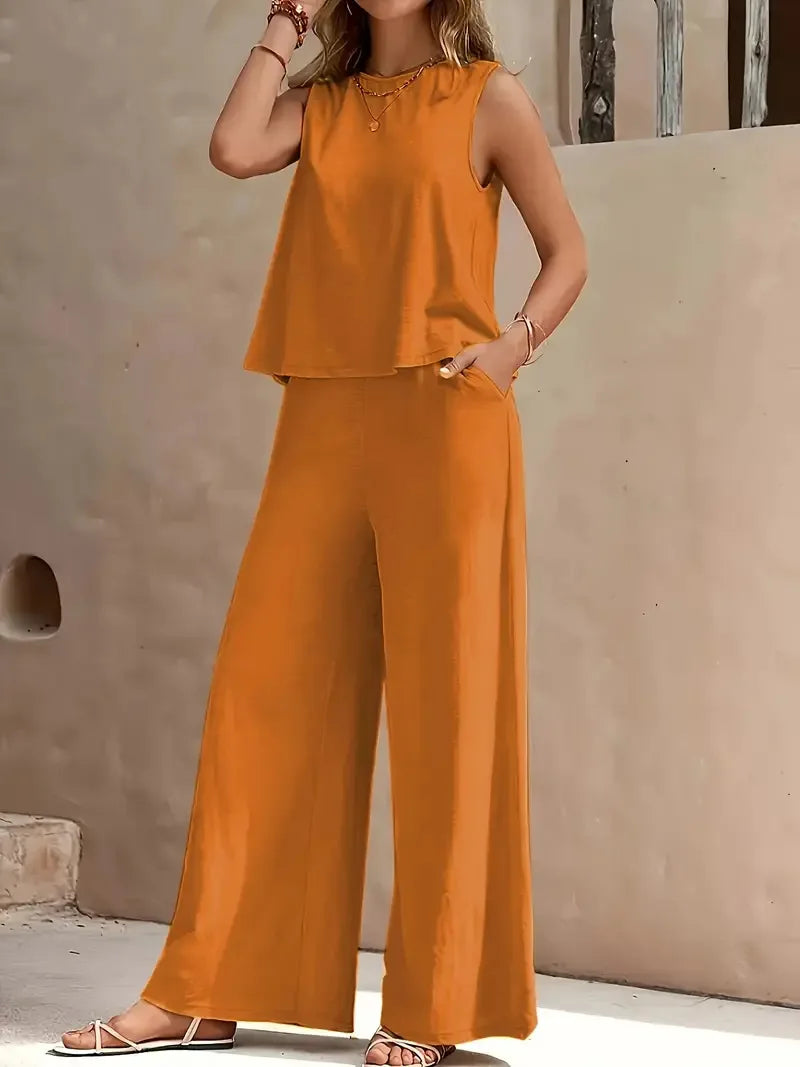 Dollie | Conjunto De Dos Piezas Sin Mangas Y De Pierna Ancha