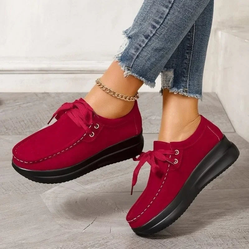 Tonja - Zapatos Cómodos Con Cordones Estilo Ante