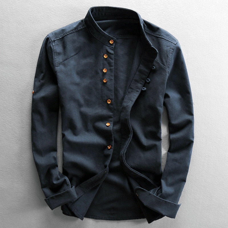 Hrvoje | Camisa Manga Larga Cuello Mao