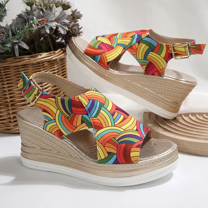 Raiza | Sandalias De Plataforma Con Puntera Abierta Y Estampado