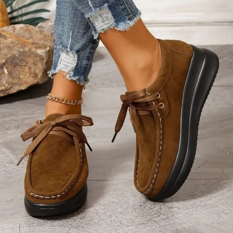 Tonja - Zapatos Cómodos Con Cordones Estilo Ante