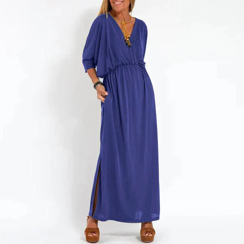 Vesna | Vestido Largo Con Cuello en V Y Bolsillos