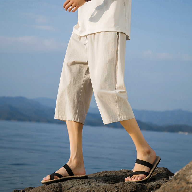 Nelson | Pantalones Informales De Corte Corto Y Pierna Ancha Con Cordón