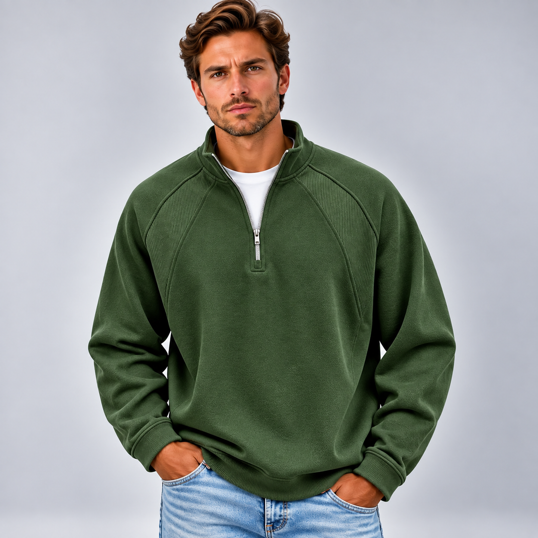 Stanislao | Sudadera con media cremallera y paneles acanalados