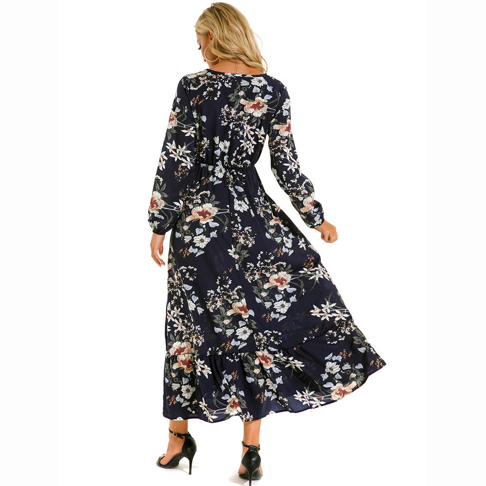 Trisha | Vestido Maxi Floral de Manga Larga