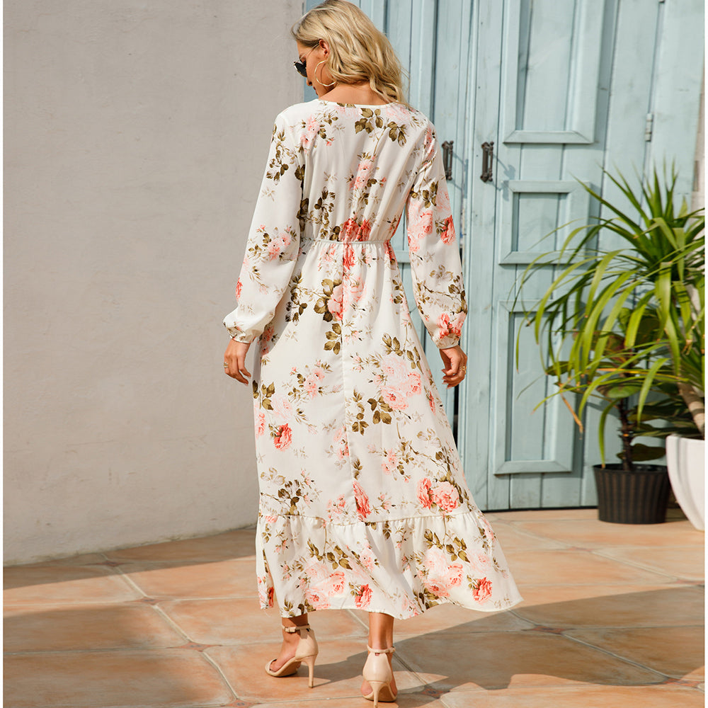 Trisha | Vestido Maxi Floral de Manga Larga