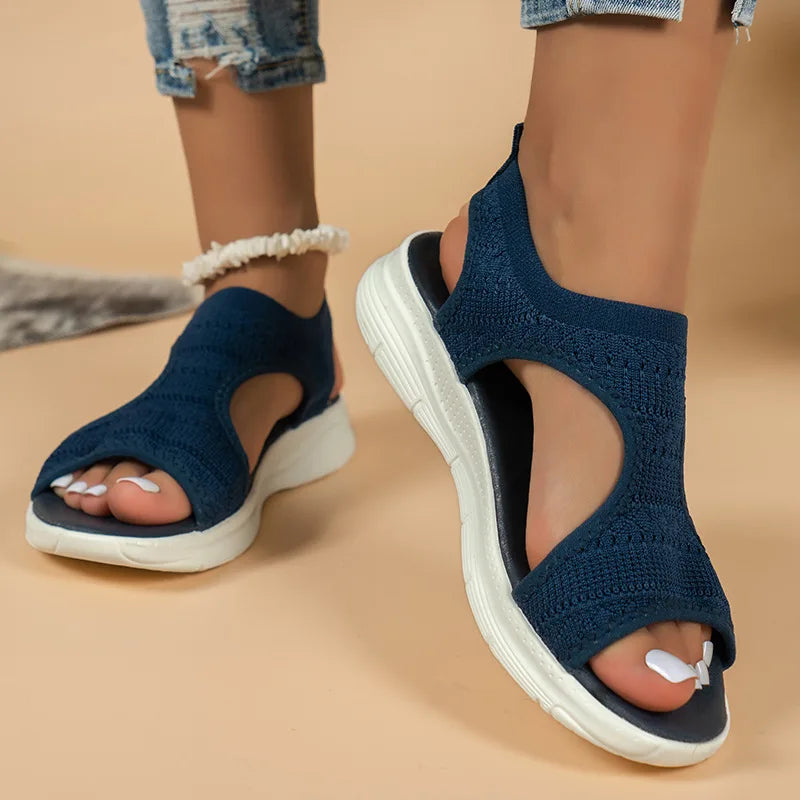 Vicenta | Sandalias Sin Cordones De Punto Con Puntera Abierta