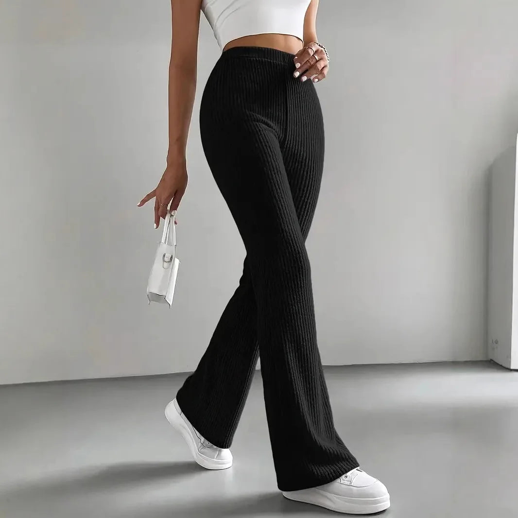 Kathrine | Pantalones De Punto Acampanados De Cintura Alta