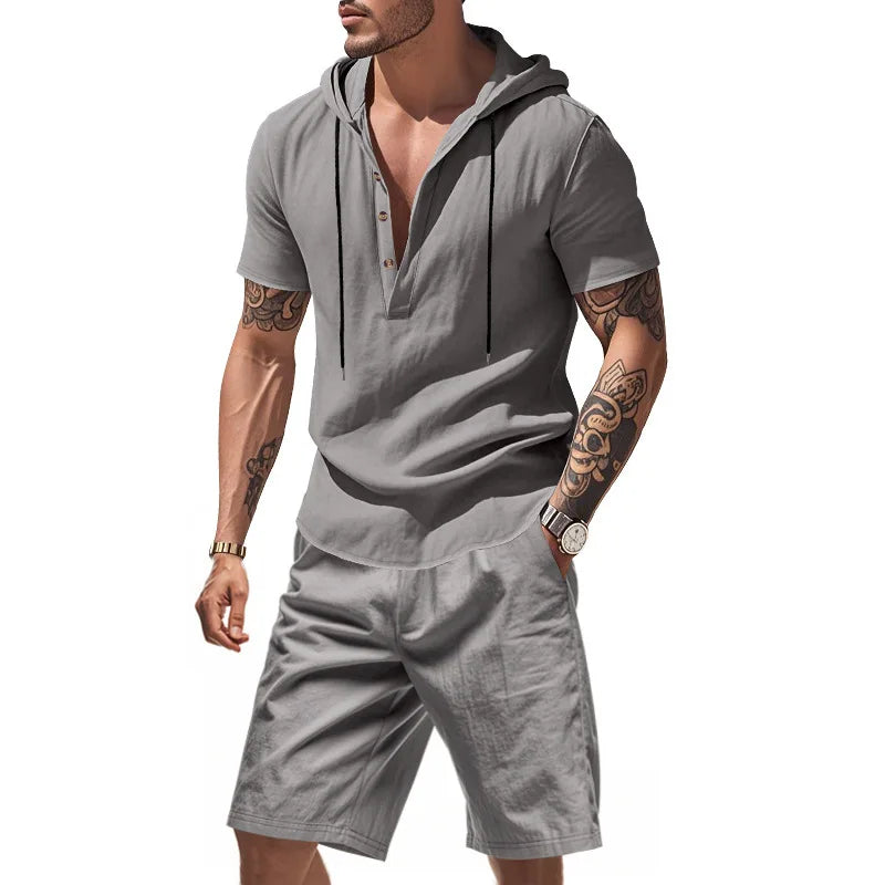 Wiliam - Conjunto de Camiseta Con Capucha y Pantalones Cortos de Manga Corta
