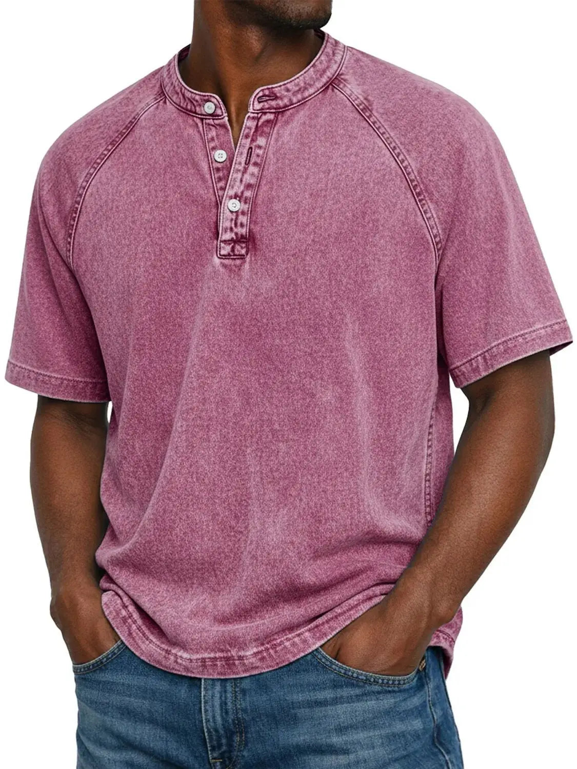 Misael | Camiseta Henley De Manga Corta Y Corte Raglán