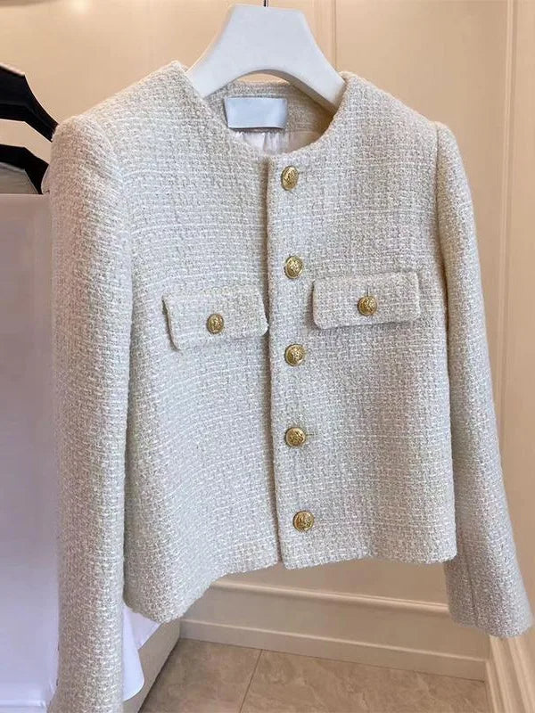 Radmieandra | Chaqueta de Tweed con Botones Dorados