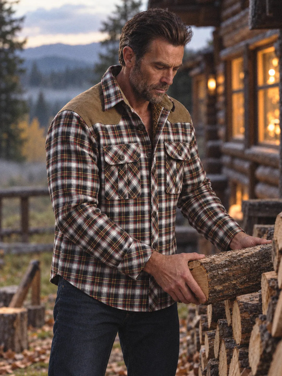 Joel | Camisa de cuadros con yugo contrastante