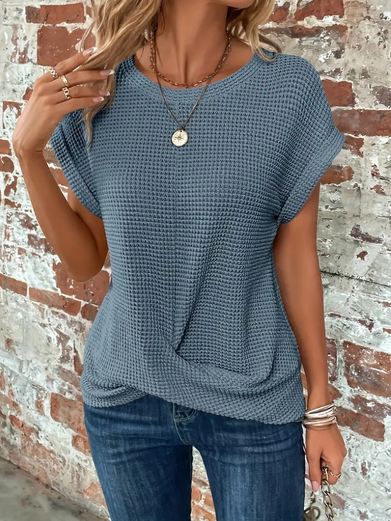 Mila | Blusa Texturizada Manga Corta Cuello Redondo