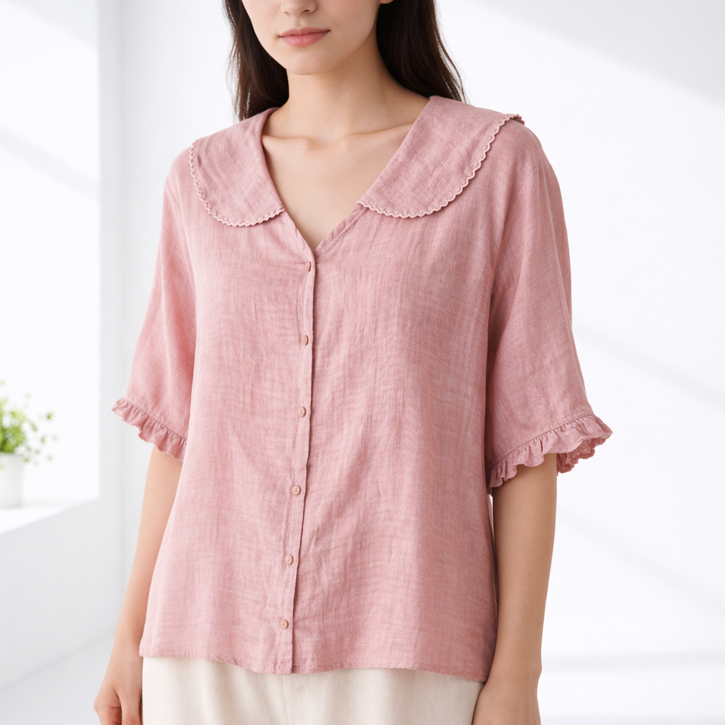 Meygan | Blusa con Cuello Peter Pan Abotonada