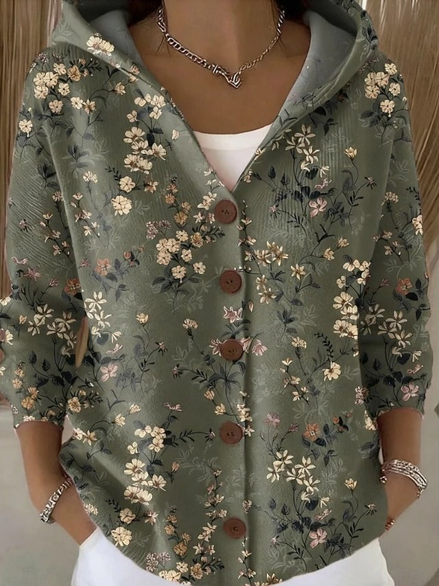 Shaharit | Cardigan Mujer Estampado Botones Capucha
