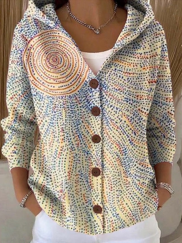 Shaharit | Cardigan Mujer Estampado Botones Capucha