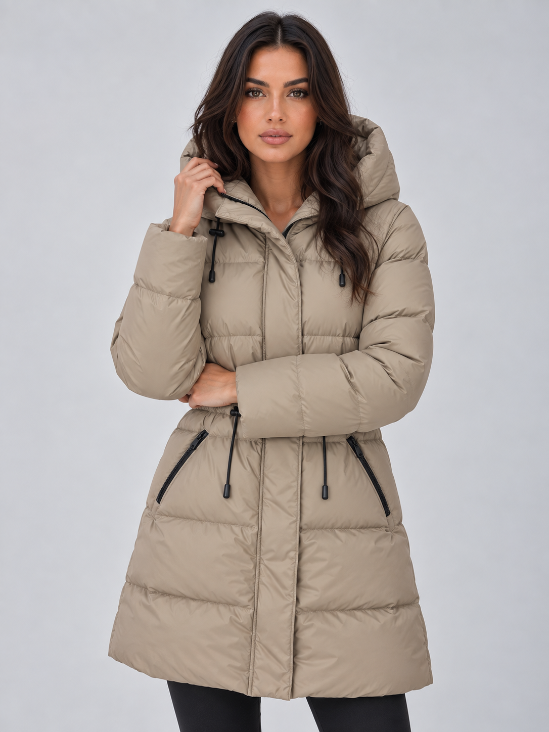 Anneke | Abrigo acolchado con capucha y largo