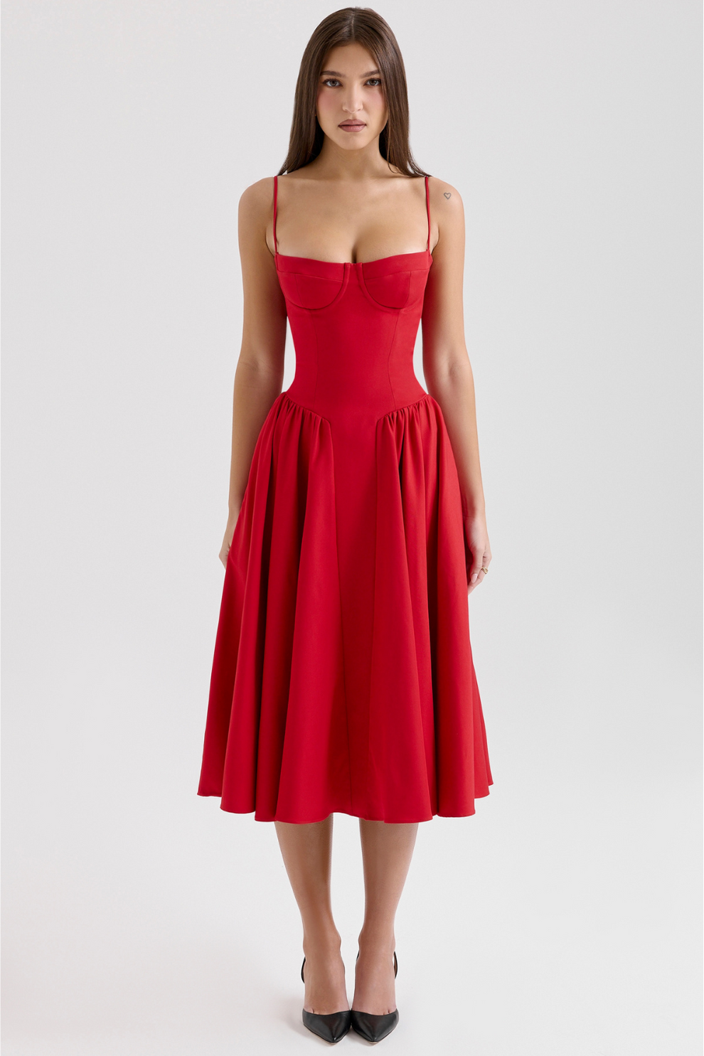 Maissa | Vestido Midi Sin Mangas Con Escote Corazón