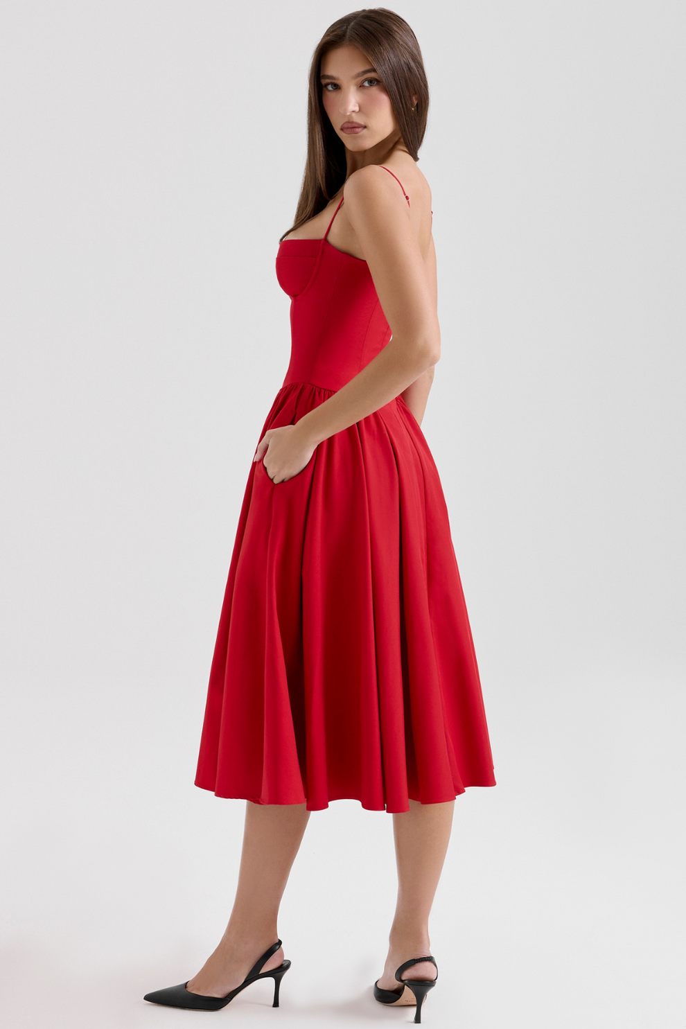 Maissa | Vestido Midi Sin Mangas Con Escote Corazón