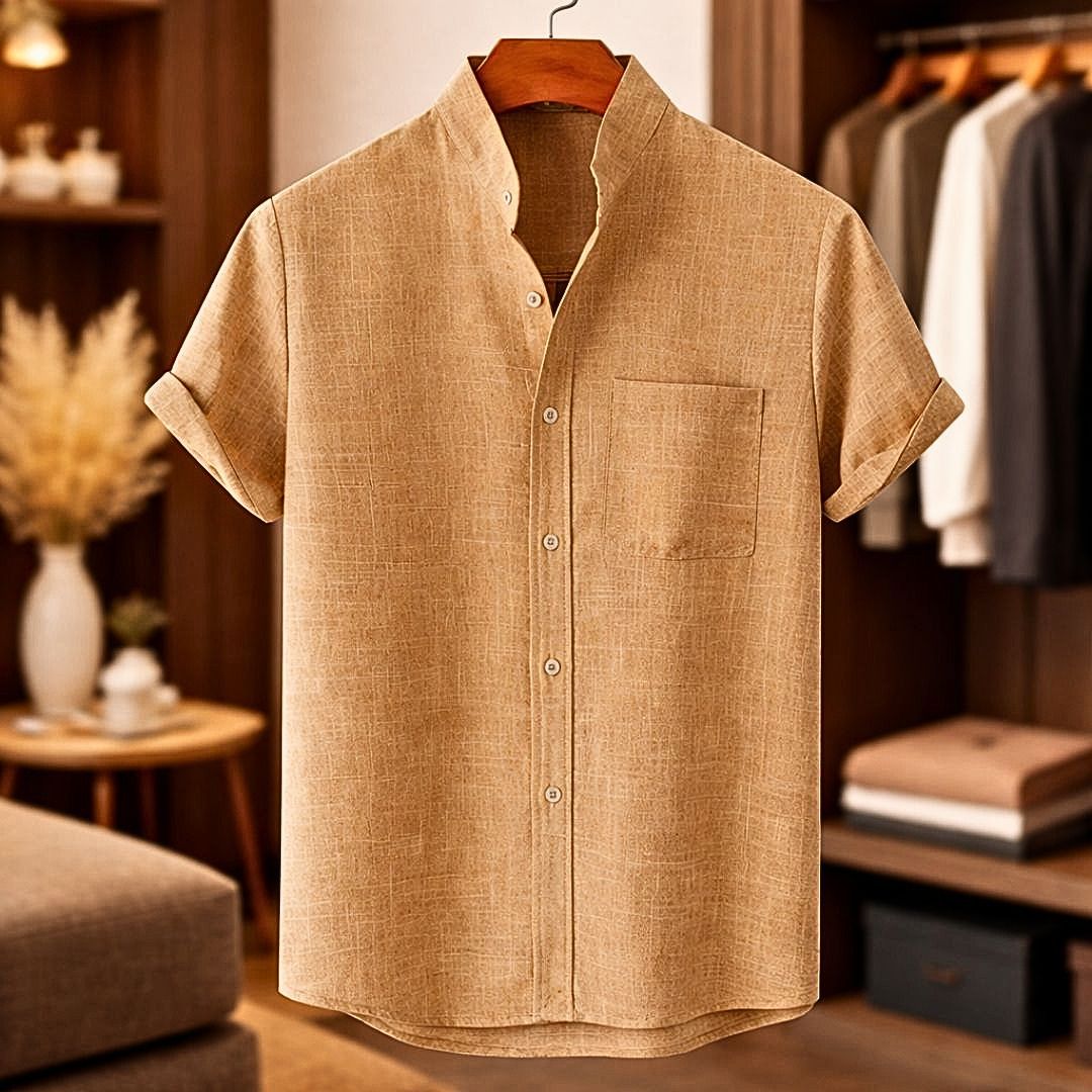 Sinzer | Camisa De Manga Corta Cuello Mao Texturizada