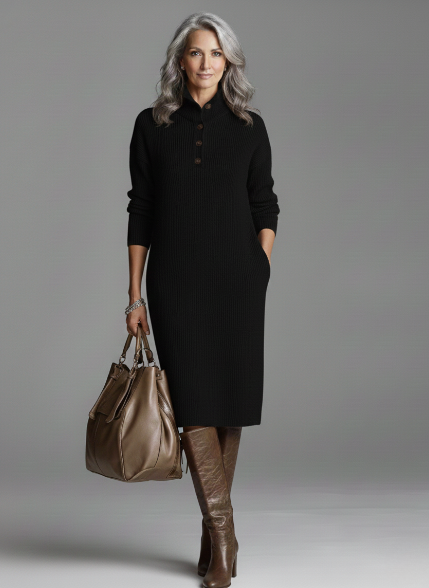 Nechama - Vestido Midi Elegante Con Canalé